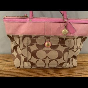 Coach tote tan and pink